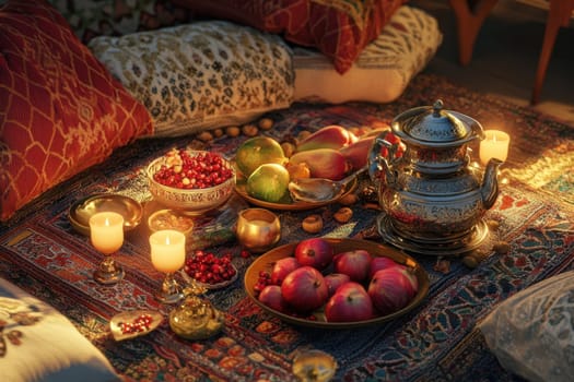 Have a fun Yalda night with pomegranates, nuts, candles. The ceremonies are dedicated to the longest night of the year in Persian culture, the Iranian "Night of the Forty" festival.