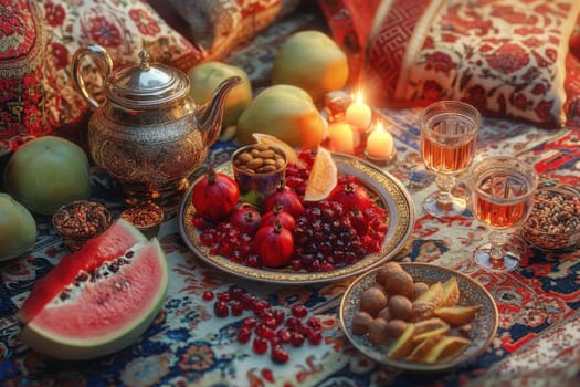 Have a fun Yalda night with pomegranates, nuts, candles. The ceremonies are dedicated to the longest night of the year in Persian culture, the Iranian "Night of the Forty" festival.