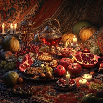 Have a fun Yalda night with pomegranates, nuts, candles. The ceremonies are dedicated to the longest night of the year in Persian culture, the Iranian "Night of the Forty" festival.
