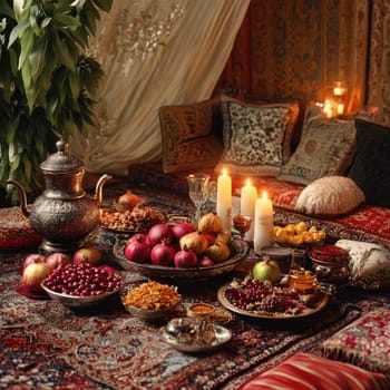 Have a fun Yalda night with pomegranates, nuts, candles. The ceremonies are dedicated to the longest night of the year in Persian culture, the Iranian "Night of the Forty" festival.