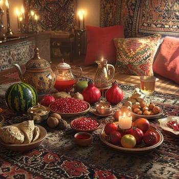 Have a fun Yalda night with pomegranates, nuts, candles. The ceremonies are dedicated to the longest night of the year in Persian culture, the Iranian "Night of the Forty" festival.