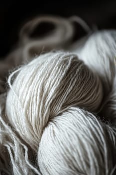 Close-up of wool yarn. Materials for light industry.