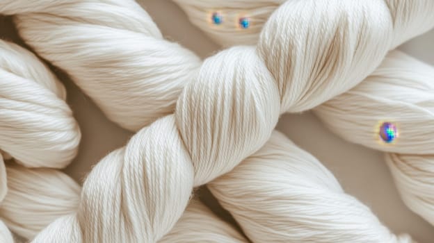 Close-up of wool yarn. Materials for light industry.