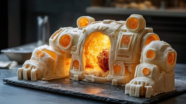 A designer cake with cream frosting. The most delicious cake for the holiday.