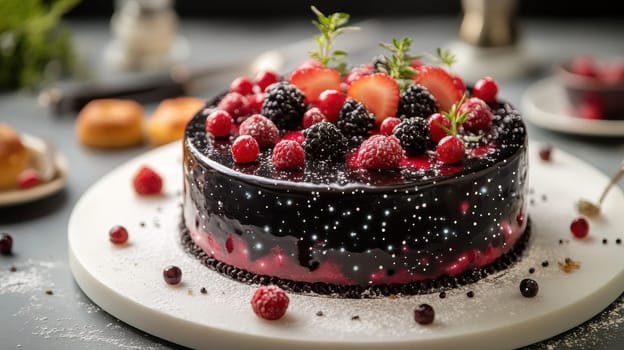 A designer cake with cream frosting. The most delicious cake for the holiday.