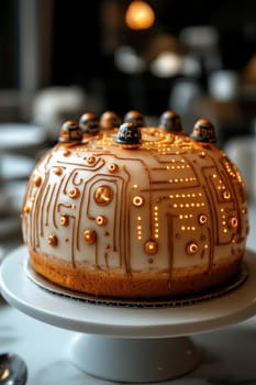 A designer cake with cream frosting. The most delicious cake for the holiday.