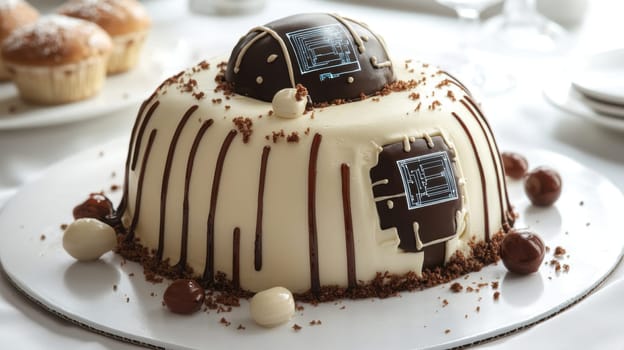 A designer cake with cream frosting. The most delicious cake for the holiday.