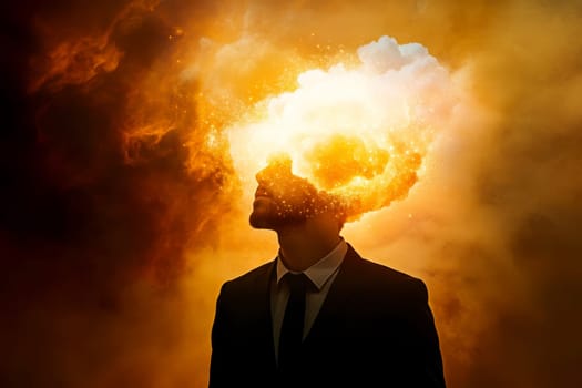 Surreal of a Man in a Suit with a Cloud for a Head. Inspiration Mystical Thought Process Mental State..