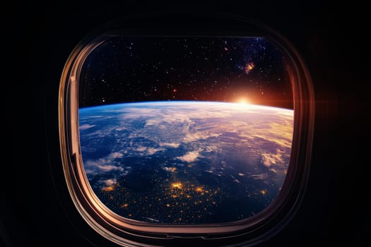 A breathtaking view of beauty Earth as seen from a passenger spaceship window. Space travel concept. --ar 3:2 --v 6.1 Job ID: 841fb4f2-6d53-41b2-828b-d6672b32f635