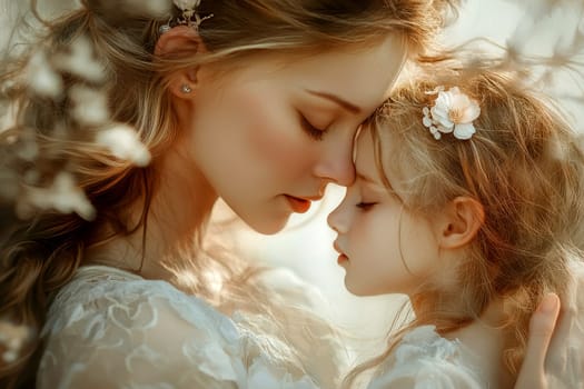 Mother and her daughter are embracing each other in the mother's day..