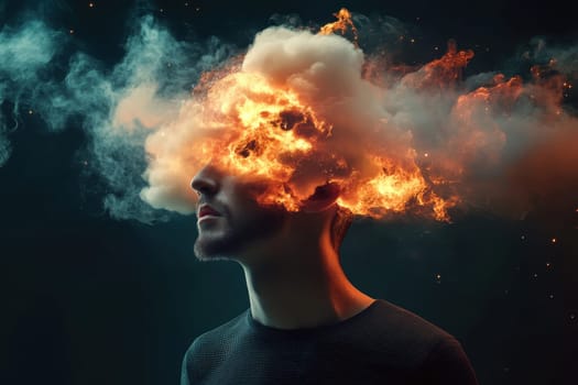 Surreal of a Man with a Cloud for a Head. Inspiration Mystical Thought Process Mental State..