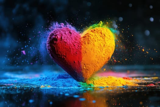 Explosive Valentine's Celebration: explosive Vibrant Heart of rainbow Powder Art, Diwali concept --ar 3:2 --stylize 250 --v 6.1 Job ID: db9bd39f-0a28-4078-946a-052f3710cb29