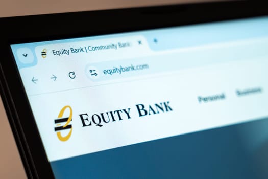 New York, USA - January 07, 2025: Equity Bank website displayed on computer screen showcasing banking services, loans, and financial solutions