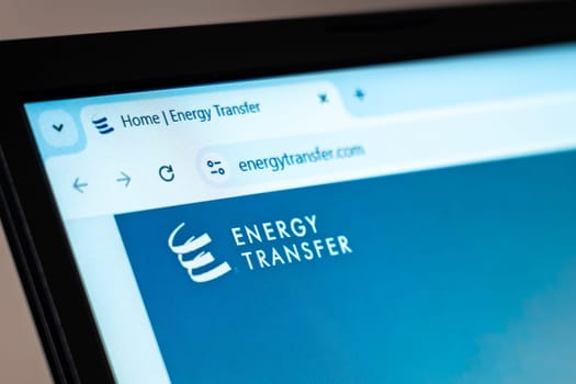 New York, USA - January 07, 2025: Energy Transfer website displayed on computer screen showcasing energy infrastructure, pipelines, and transportation solutions