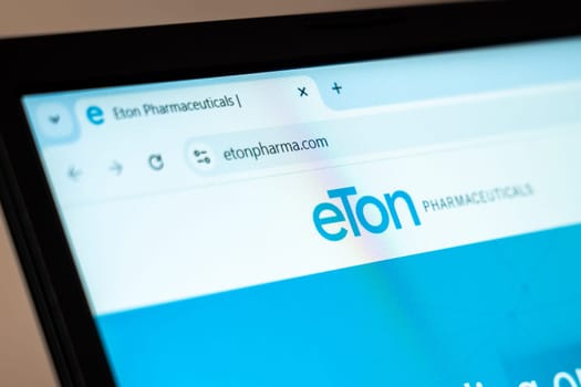 New York, USA - January 07, 2025: Eton Pharmaceuticals website displayed on computer screen showcasing pharmaceutical products and healthcare solutions
