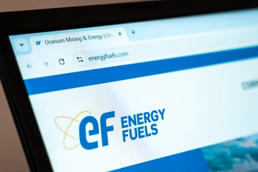 Title: New York, USA - January 07, 2025: Energy Fuels website displayed on computer screen showcasing mining, energy production, and uranium processing solutions