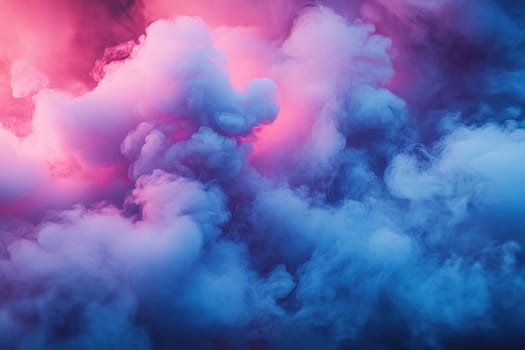 Atmospheric image of smoke plumes in neon light.