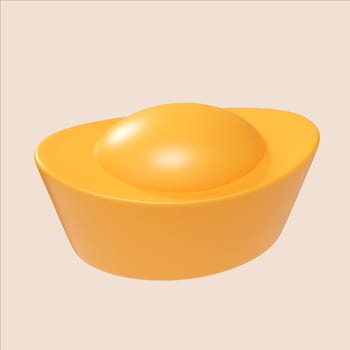 Experience the festive spirit of Chinese New Year with a 3D render of golden ingots symbolizing prosperity and joy.