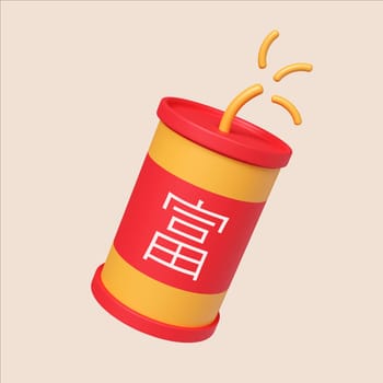 A vibrant 3D render showcasing a traditional Chinese New Year symbol of prosperity celebrating heritage and joy.