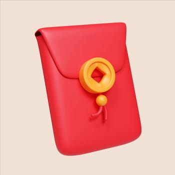 A vibrant 3D render showcasing a red envelope symbolizing prosperity for Chinese New Year.