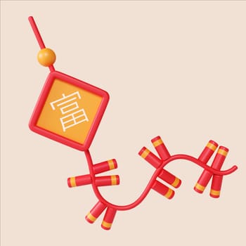 A vibrant 3D render showcasing festive symbols of Chinese New Year celebrating cultural richness.