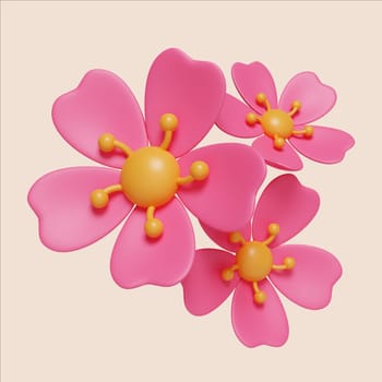 A stunning 3D render showcasing vibrant cherry blossoms symbolizing renewal and joy for the Chinese New Year festivities.