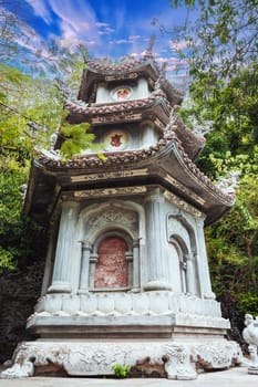 Old tower in the garden, Marble mountains, Vietnam.