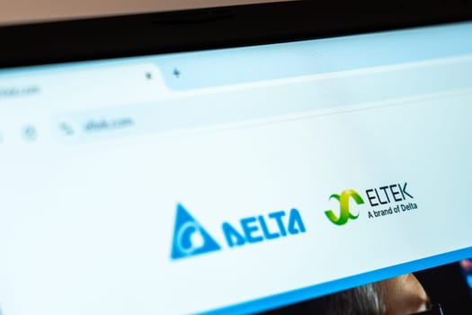 New York, USA - January 07, 2025: Delta Electronics website displayed on computer screen showcasing power management solutions and energy-efficient technologies
