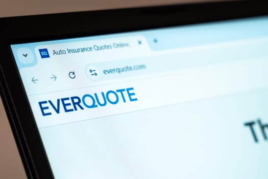New York, USA - January 07, 2025: EverQuote website displayed on computer screen showcasing insurance quotes, price comparisons, and financial services