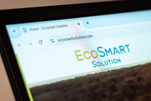 New York, USA - January 07, 2025: EcoSmart Solutions website displayed on computer screen showcasing sustainable energy and eco-friendly technologies