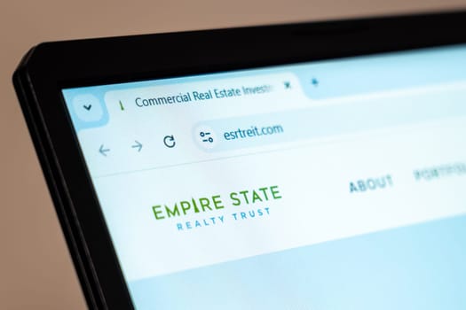 New York, USA - January 07, 2025: Empire State Realty Trust website displayed on computer screen showcasing commercial real estate investments and property management