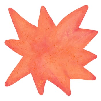 Hand drawn illustration of orange starburst blob shape, funny explosion, colorful texture style. Playful cartoon background for discount coupon boom bubble, label sale promotion abstract