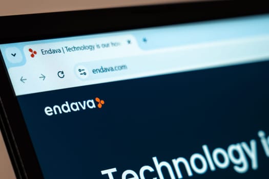 New York, USA - January 07, 2025: Endava website homepage displayed on computer screen focusing on technology services and digital solutions