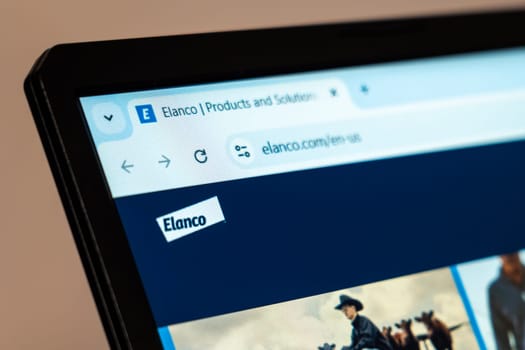 New York, USA - January 07, 2025: Elanco website displayed on computer screen showcasing animal health products and veterinary solutions