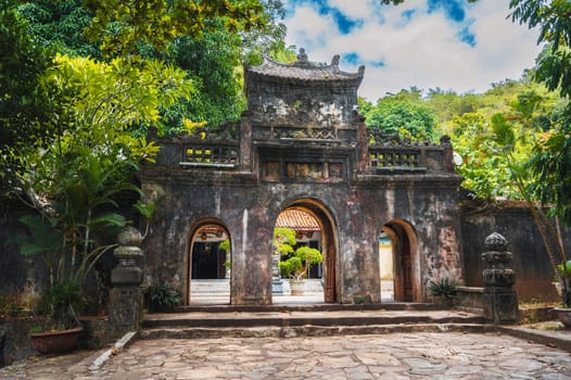 entrance gate to the Temple-pagoda on the Marble Mountains in Da Nang, Vietnam.