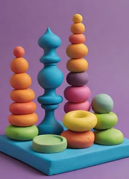 colored plasticine circles art objects. High quality photo