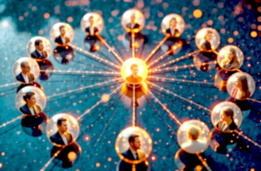 This visual illustrates a network of individuals showcasing their relationships and interactions within a group setting.. Blurred picture