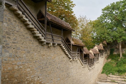 Circular route along the town wall in the old town of Rothenburg ob der Tauber in Germany