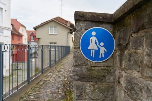 Traffic sign indicating a footpath in the town of Lindau on Lake Constance in Germany