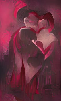 art picture abstract love red shade. High quality illustration