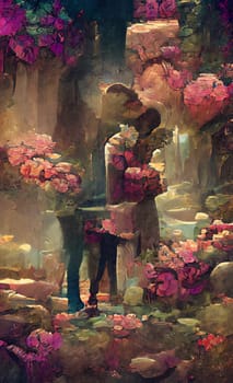 art picture abstract love red shade. High quality illustration
