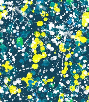Seamless pattern with abstract creative blots and splashes painted with gouache for paint box design