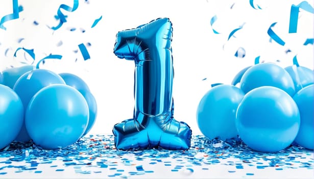Inflatable number 1 balloon on a clean white backdrop