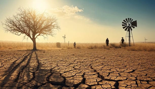 Climate crisis - parched desert landscape reflecting water scarcity