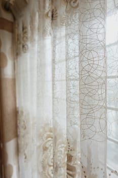close up of clean fabric curtain.
