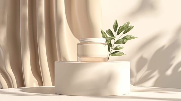 Cosmetic cream in a glass jar. Skin care concept. Background for beauty products