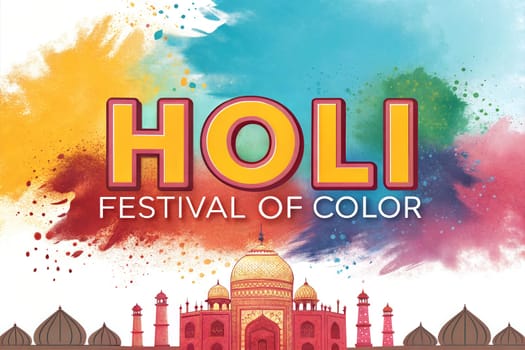 Holiday Holi concept. Holi festival of color banner. Happy Holi. Colorful powder explosion. Indian holiday of color.