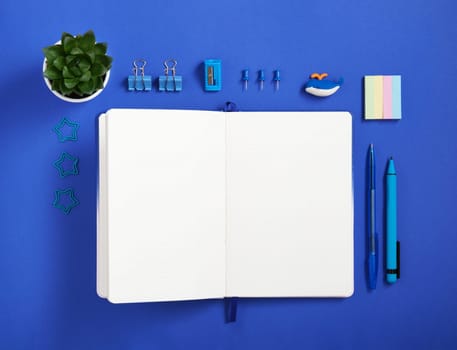 Empty notebook page for your text in frame of blue color stationery