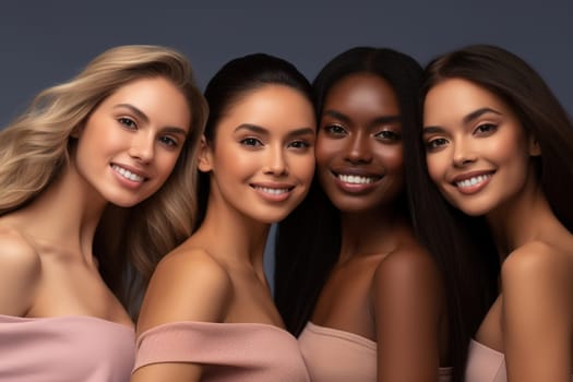 Beautiful girls with different skin colors. Model. High quality photo