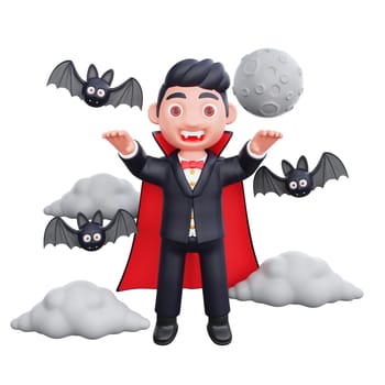 3d cute character halloween vampire scary design illustration